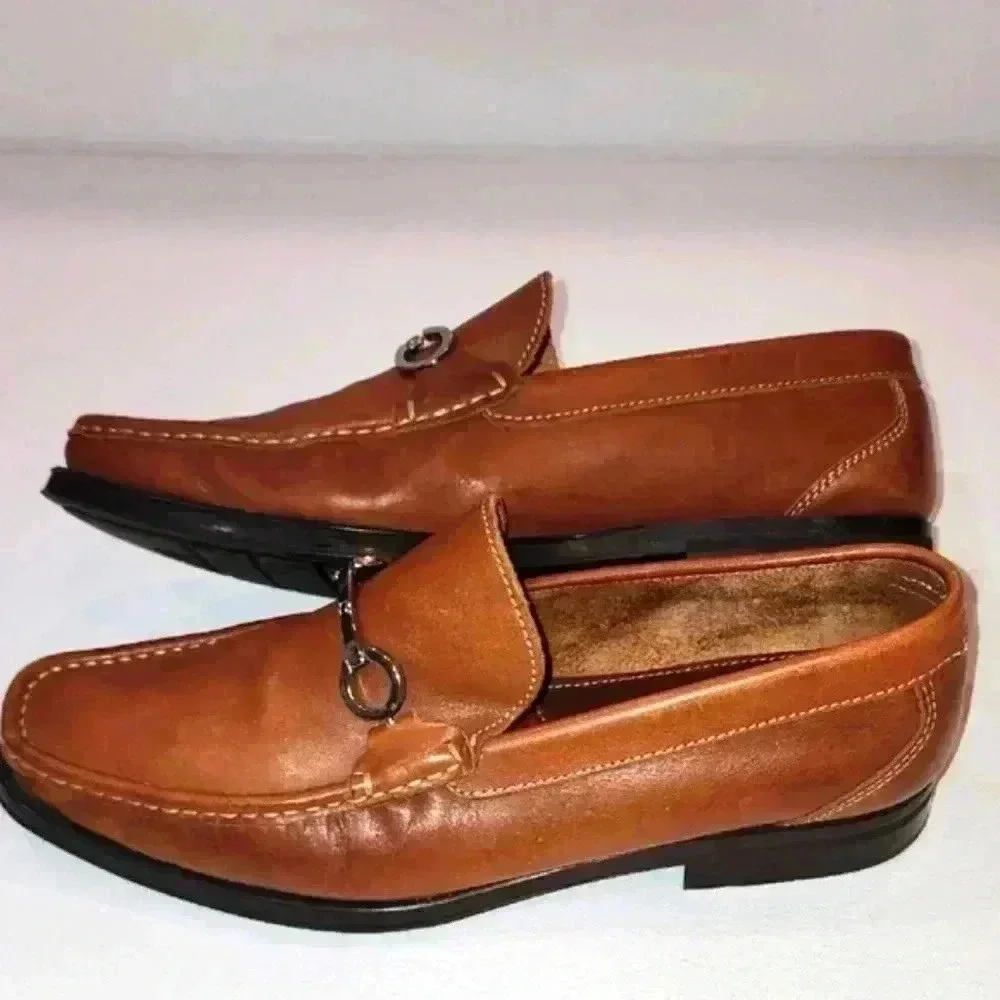 Sandrino Cordoba Men's Brown Leather Bit Loafers - Size 11D